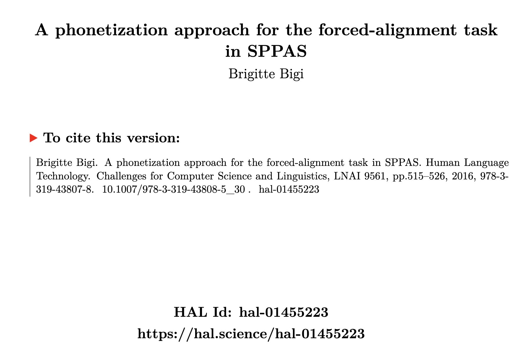 A phonetization approach for the forced-alignment task in SPPAS