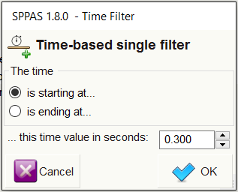 Frame to create a filter on annotation time values: filter annotations that are starting after
 the 5th minute