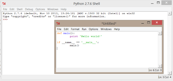 Hello world! in a Python script