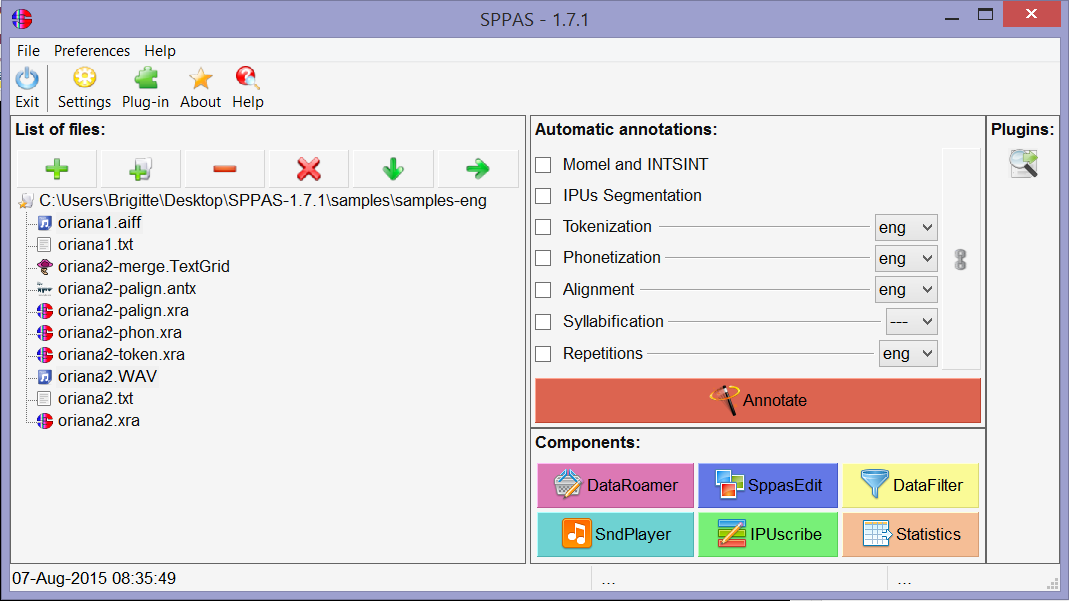 SPPAS main frame