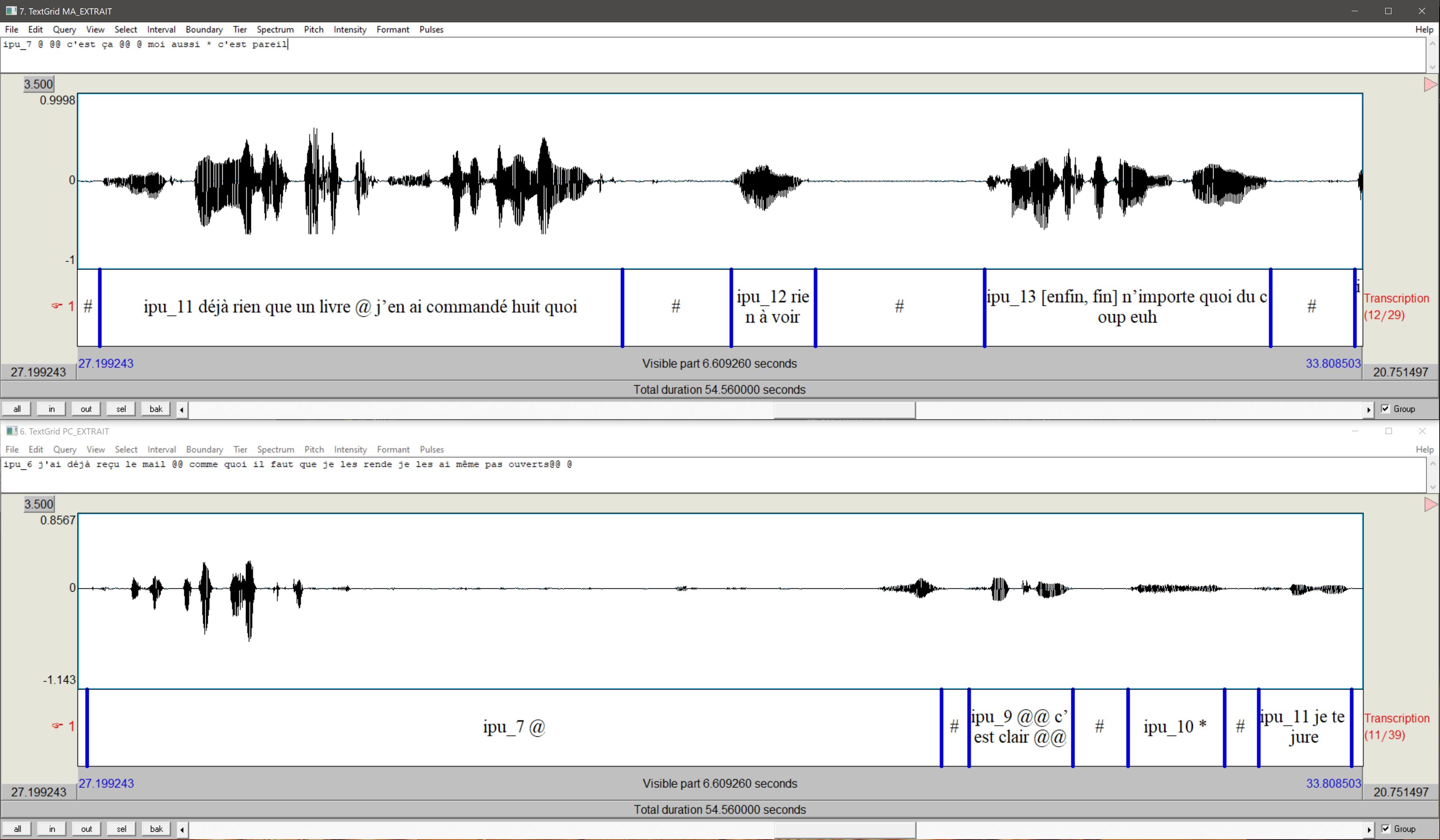 Audio waveform and Transcript