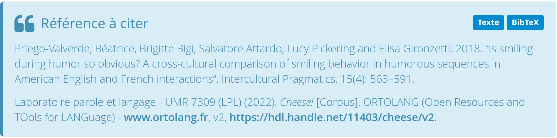 Référence bibliographique de Cheese!