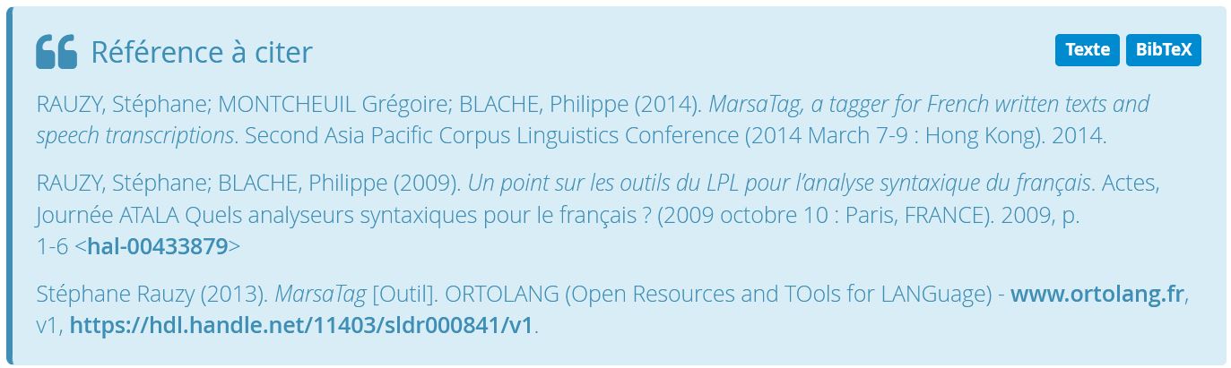 Reference MarsaTag - French POS-Tagging