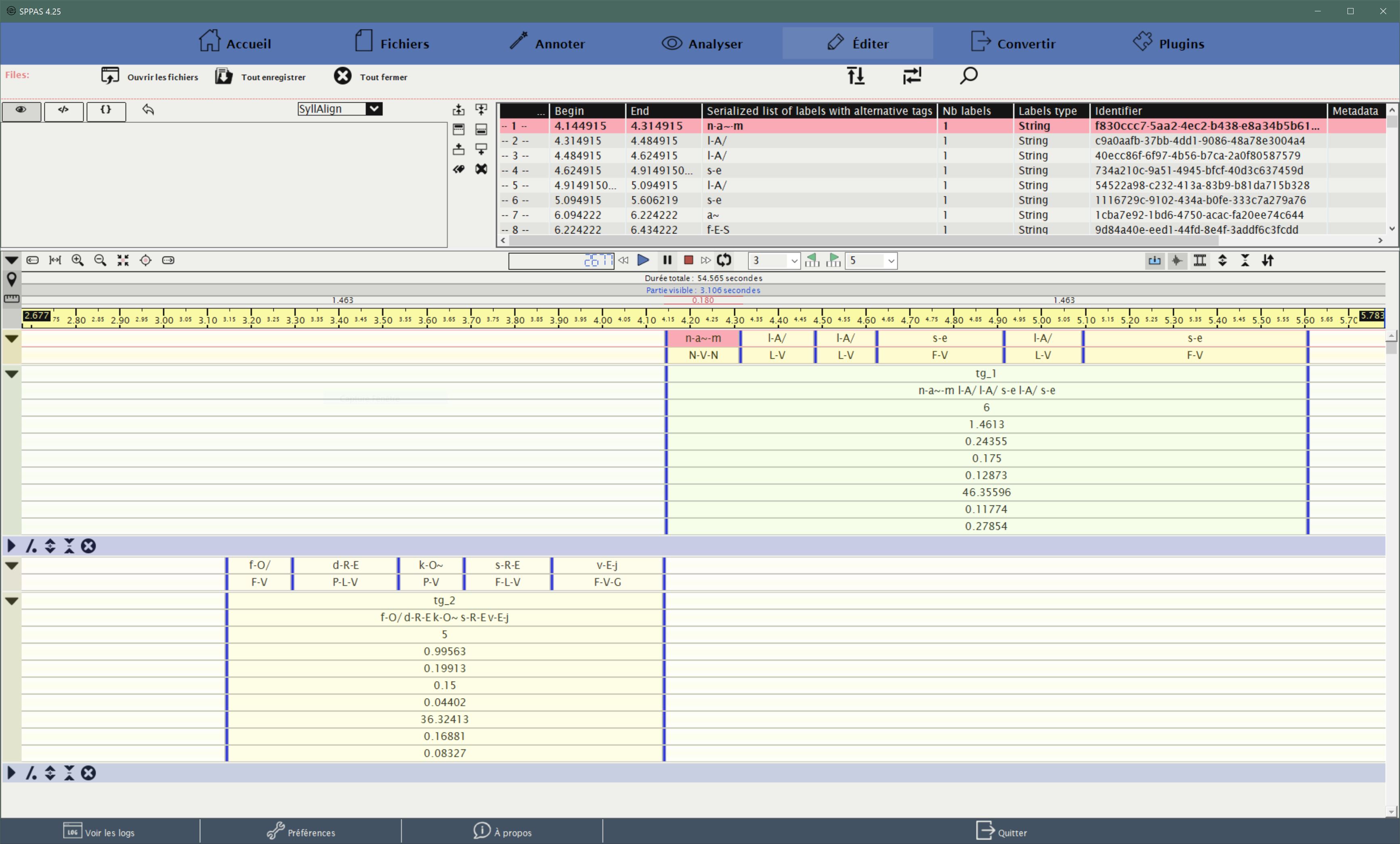 SPPAS GUI - Edit Tab - TGA result