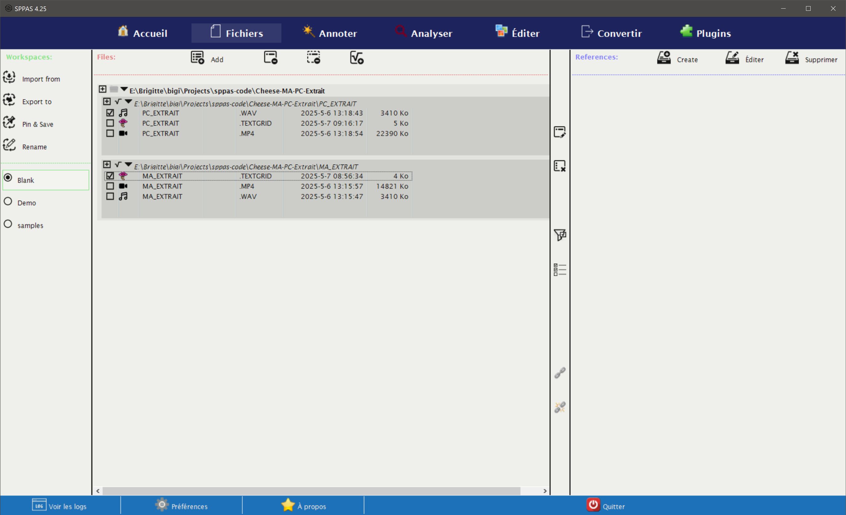 SPPAS GUI - Files tab