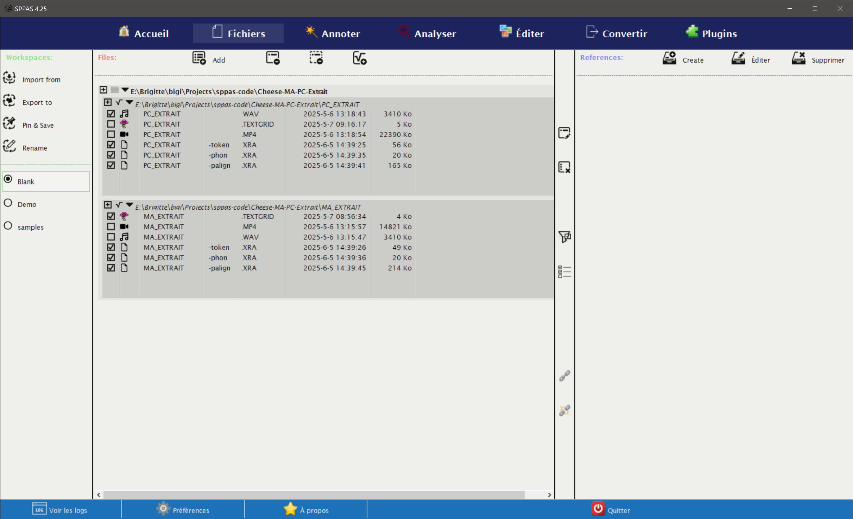 SPPAS GUI - Files tab
