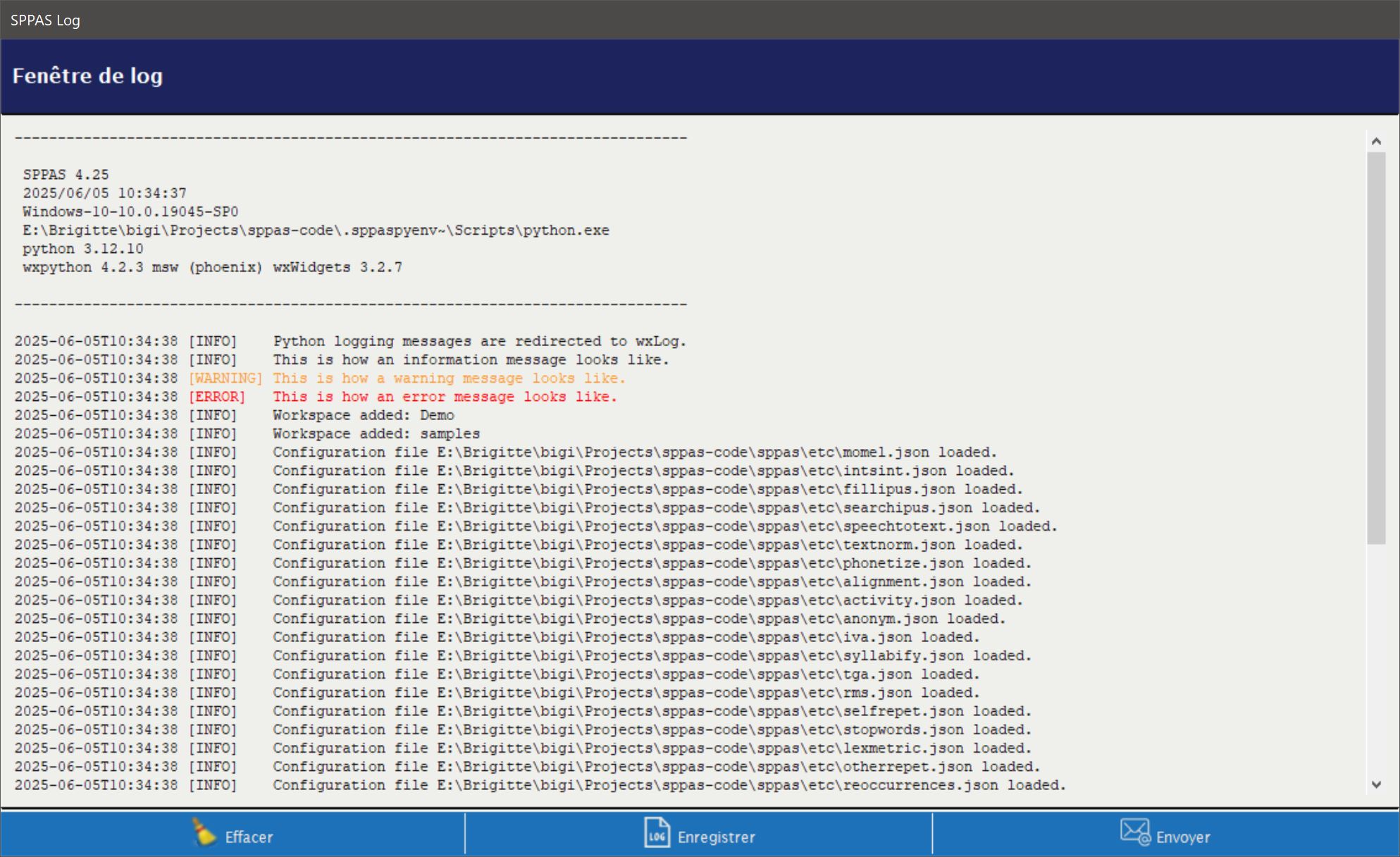 SPPAS GUI - Log window