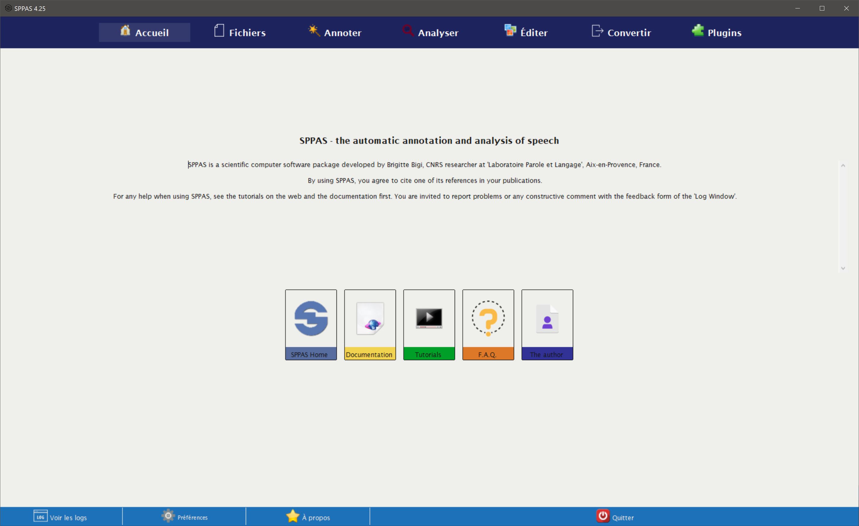 SPPAS GUI - Welcome tab