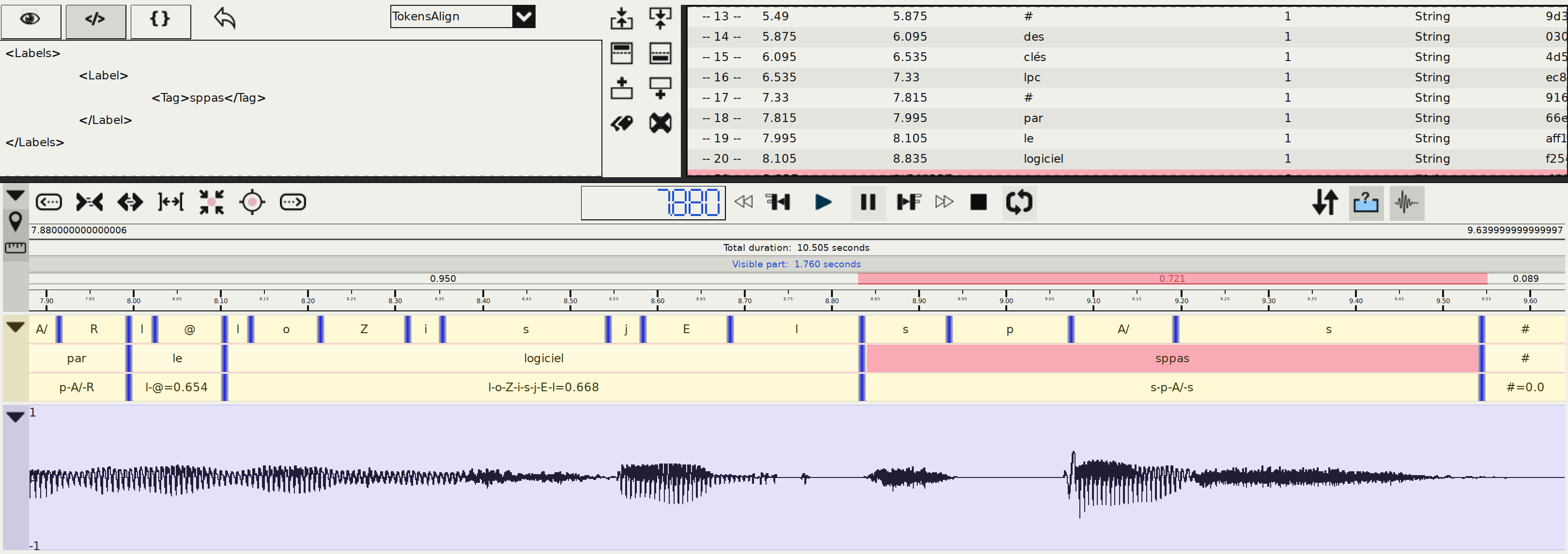 Screenshot of automatic annotation Alignment