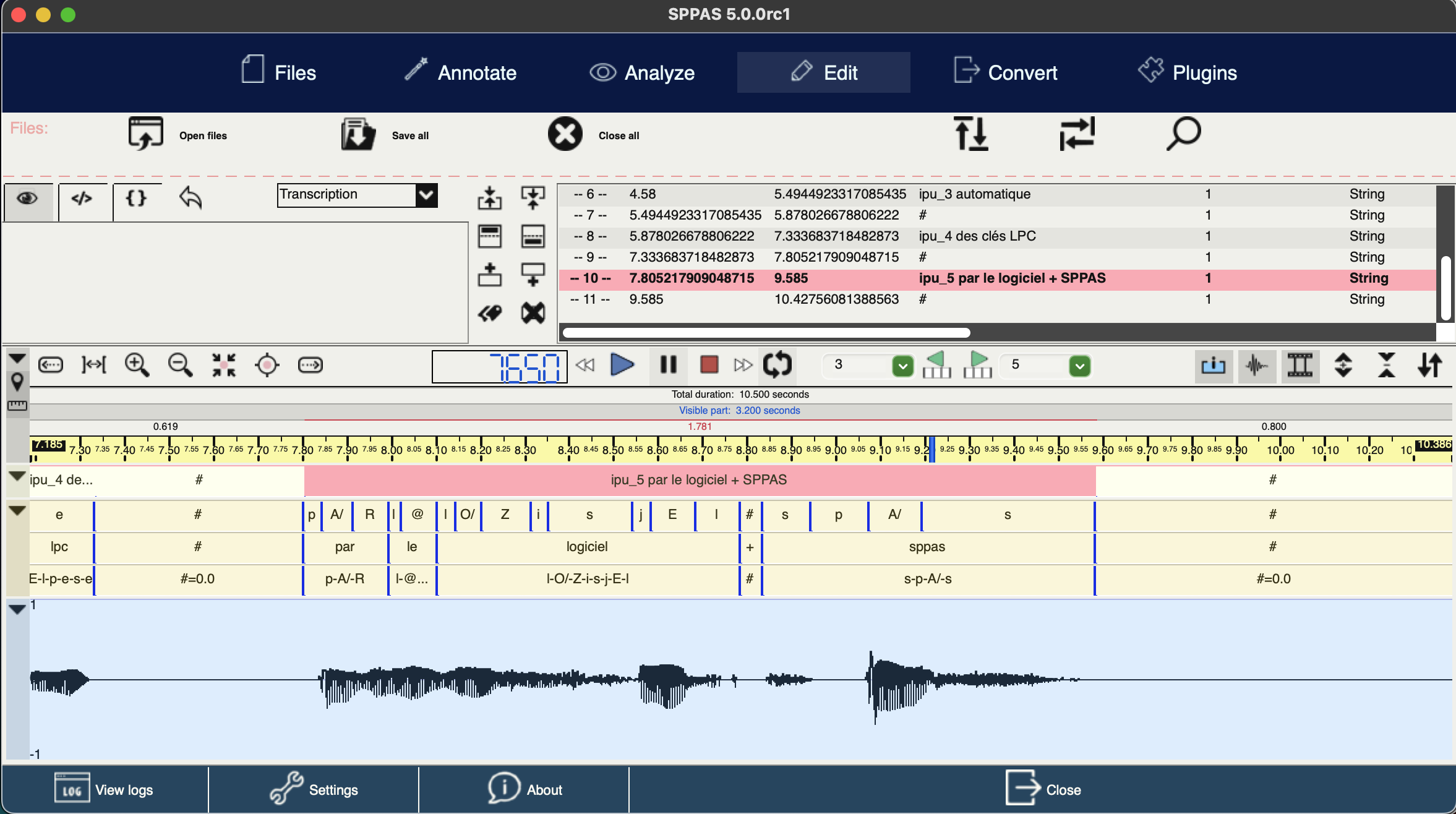 SPPAS annotation editor